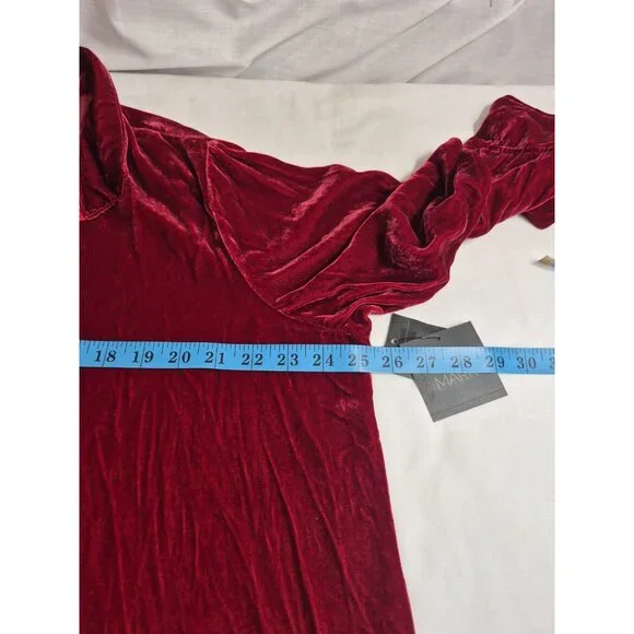 John Mark Women's Shirt Top Size 1X Red ¾ Sleeve Relaxed Fit Velvet Wired (09) - Picture 8 of 12